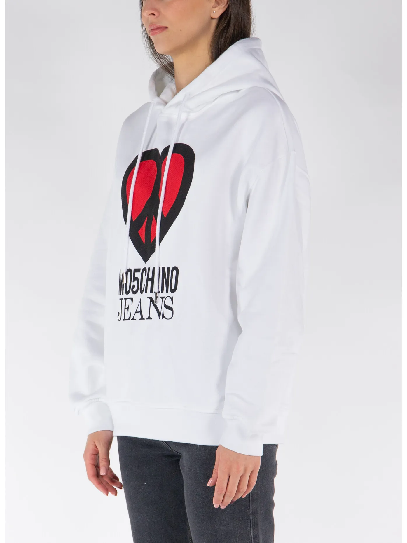     -MOSCHINO JEANS    -FELPA HOODIE CON LOGO STAMPATO-