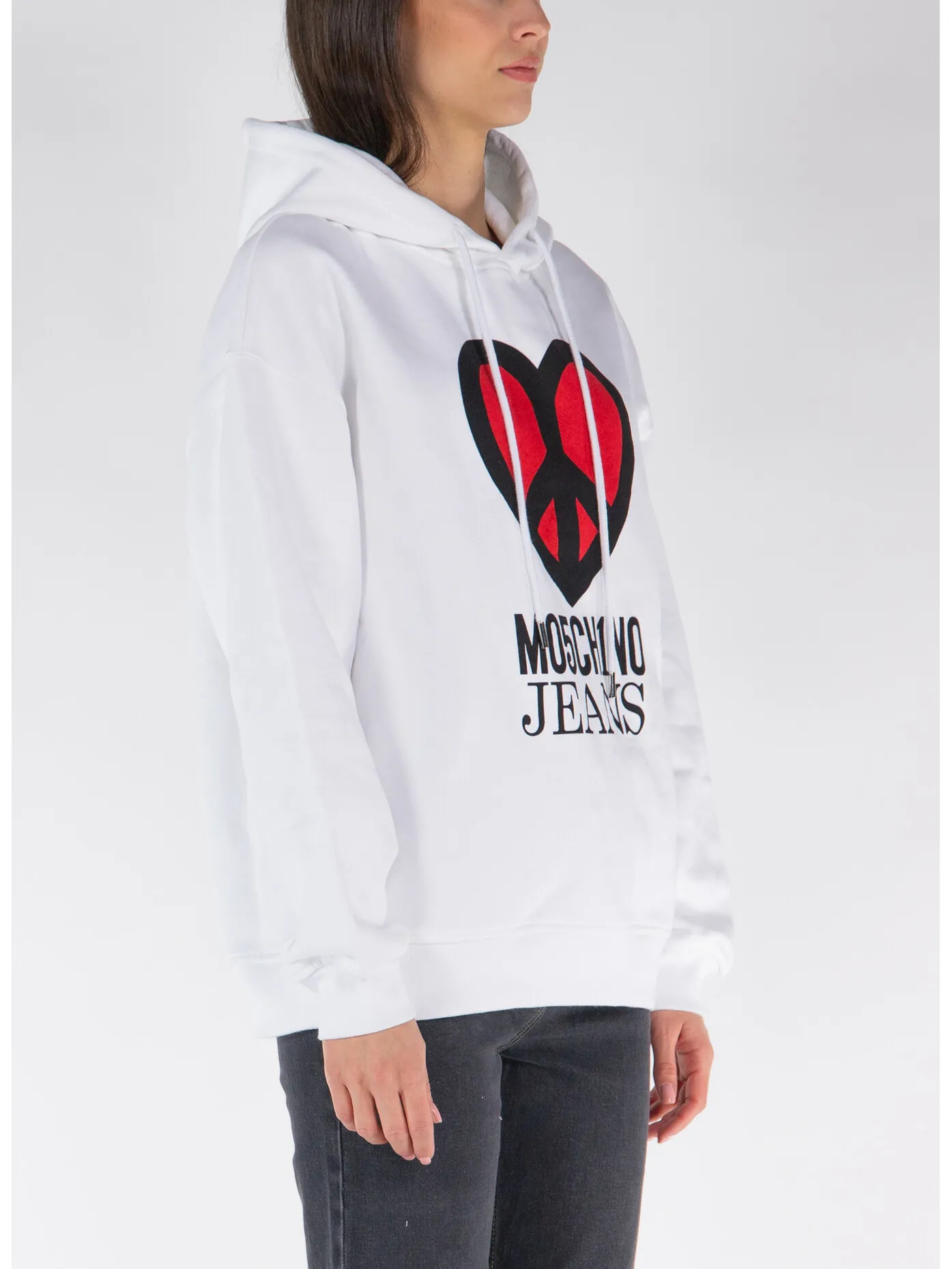    -MOSCHINO JEANS    -FELPA HOODIE CON LOGO STAMPATO-