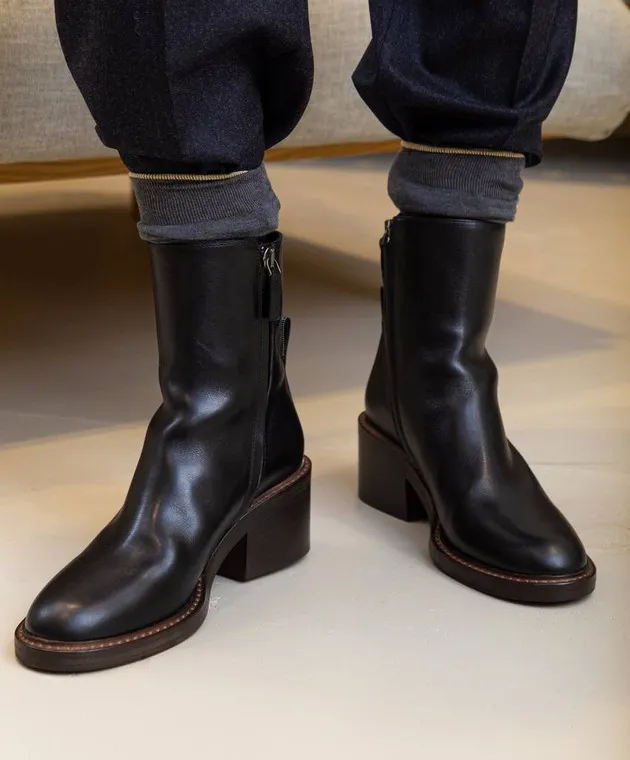 Brunello Cucinelli Stivali in pelle nera MZTLC2585