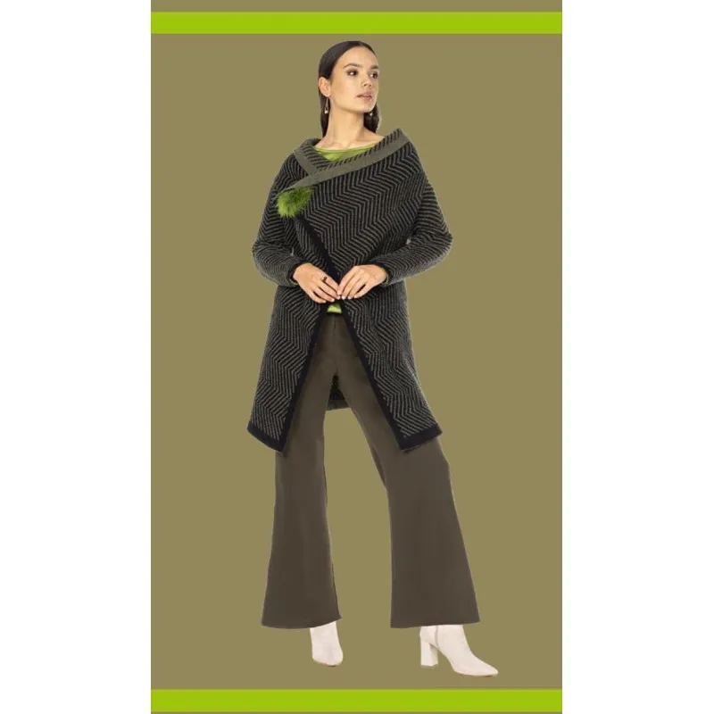 CARDIGAN ASIMMETRICO BICOLORE