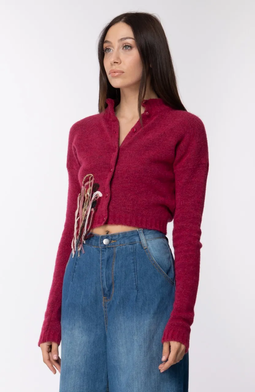 Cardigan con ricamo MAGENTA