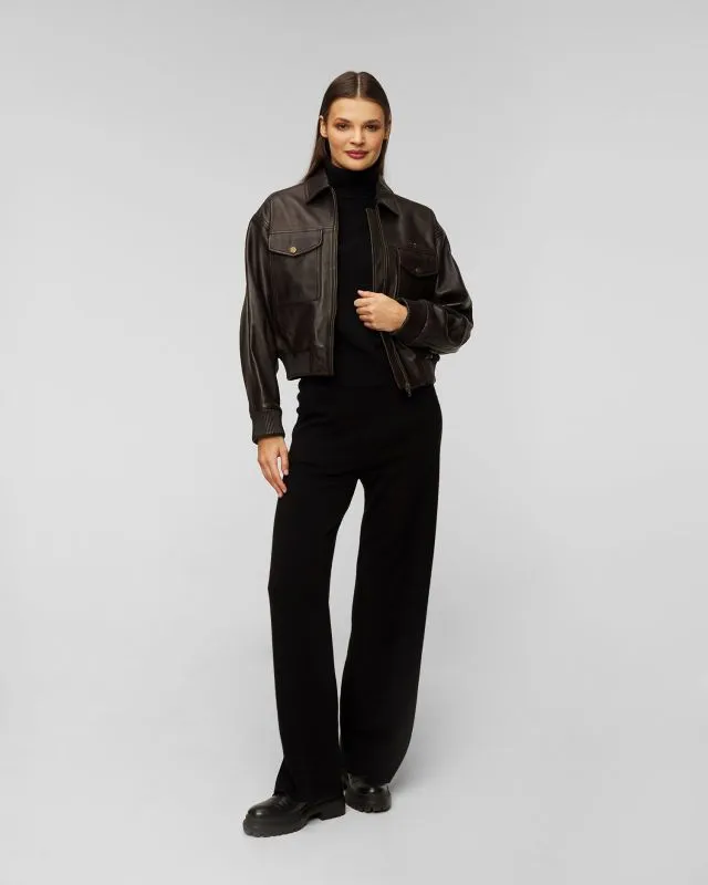 Giacca marrone in pelle da donna Aeronautica Militare