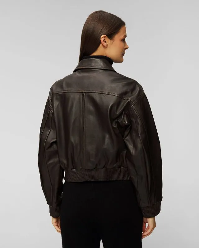 Giacca marrone in pelle da donna Aeronautica Militare