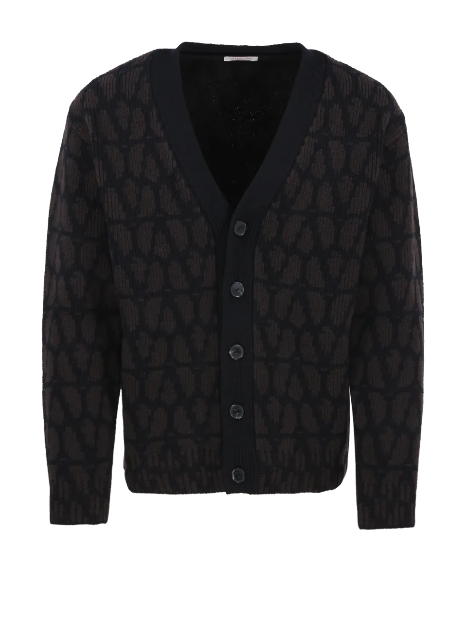 MEN VALENTINO BROWN VIRGIN WOOL CARDIGAN