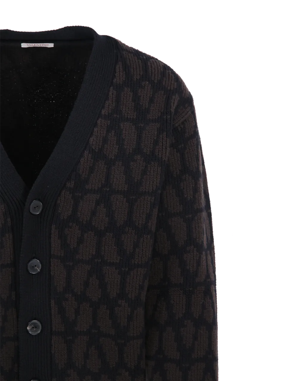 MEN VALENTINO BROWN VIRGIN WOOL CARDIGAN