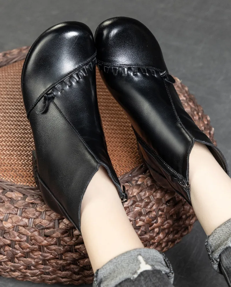 Stivali da donna Autunno e inverno Nuovi stivali in pelle da donna Tacco medio spesso Strato superiore Stivali da donna in morbi