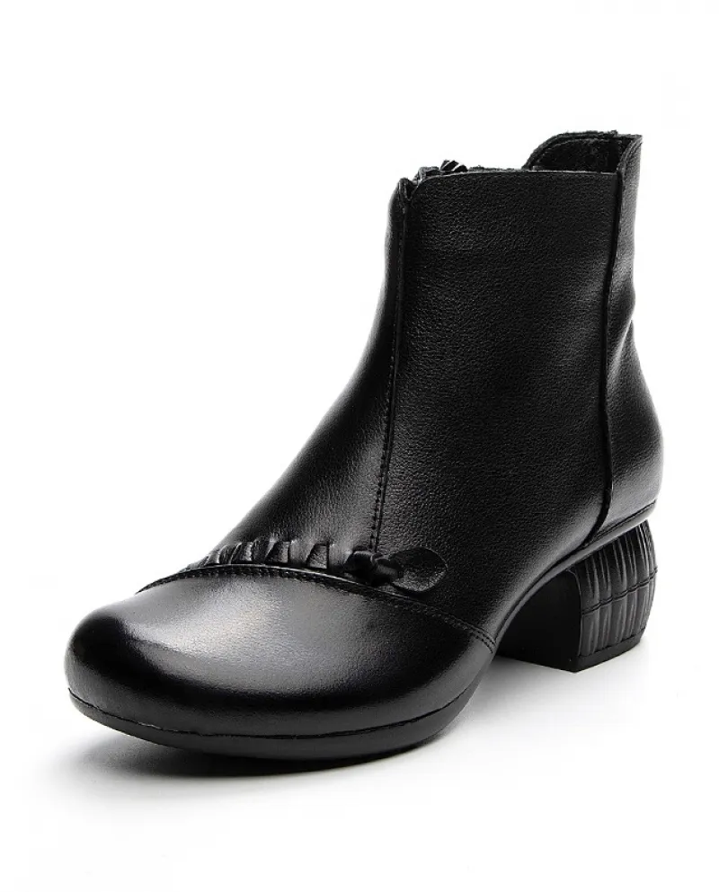 Stivali da donna Autunno e inverno Nuovi stivali in pelle da donna Tacco medio spesso Strato superiore Stivali da donna in morbi
