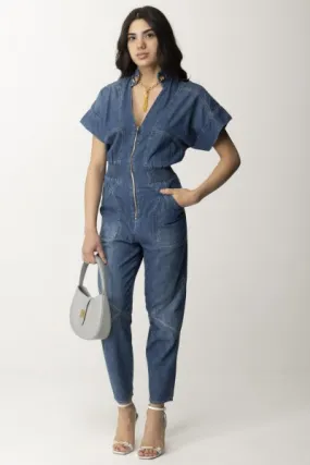 Tuta in denim con collana Blue denim