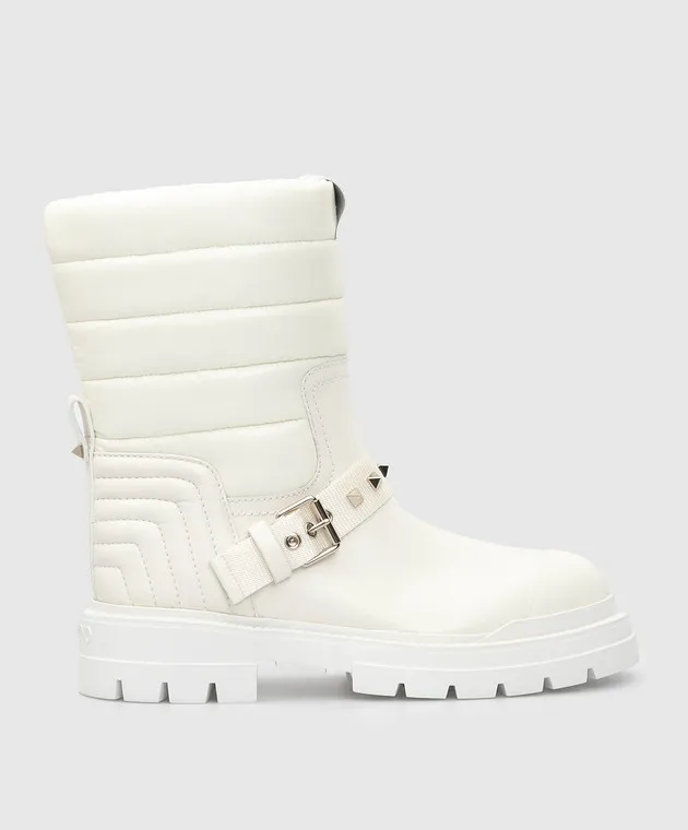 Valentino Stivali in pelle con logo Rockstud WW2S0CX2HTQ