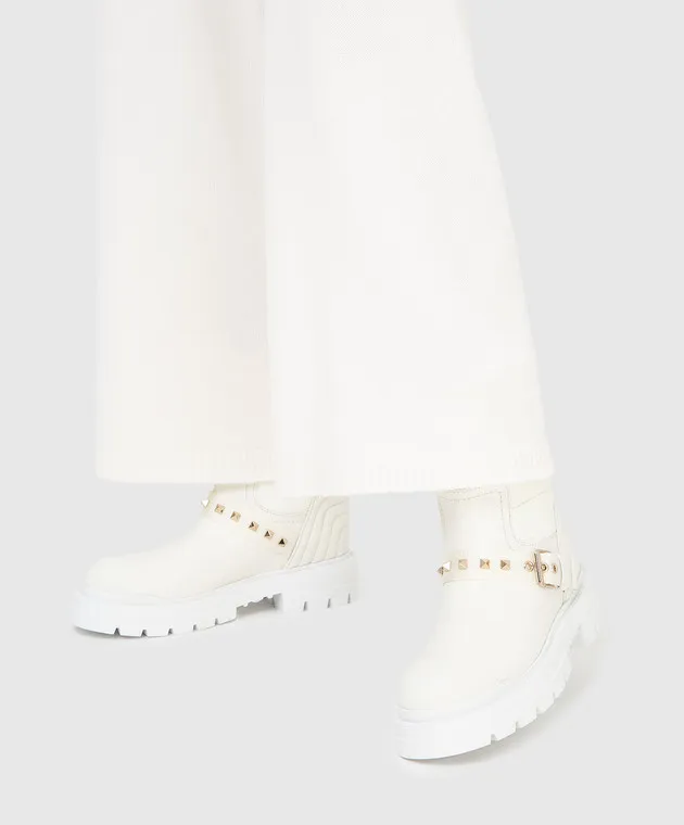 Valentino Stivali in pelle con logo Rockstud WW2S0CX2HTQ
