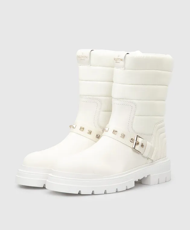 Valentino Stivali in pelle con logo Rockstud WW2S0CX2HTQ