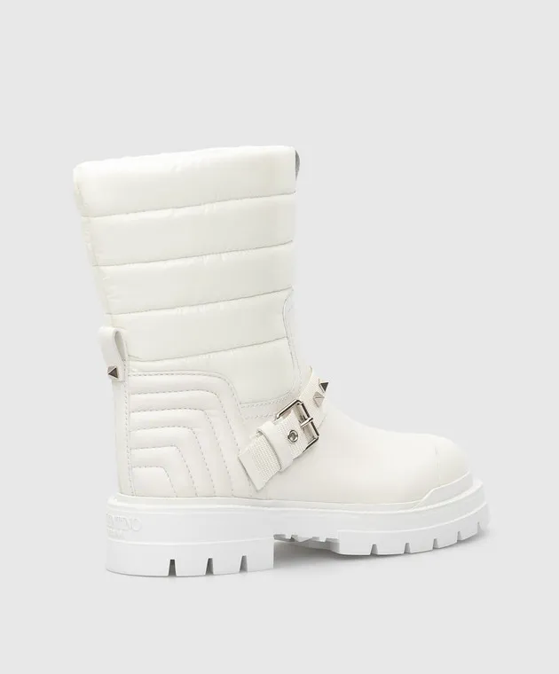 Valentino Stivali in pelle con logo Rockstud WW2S0CX2HTQ